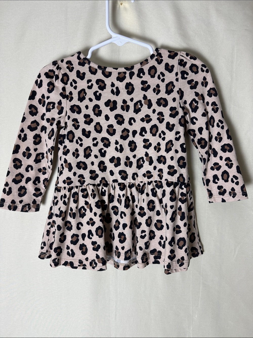 The Children's Place Beige Leopard-Print Long Sleeve Peplum Top with Black Bow - Picture 4 of 4